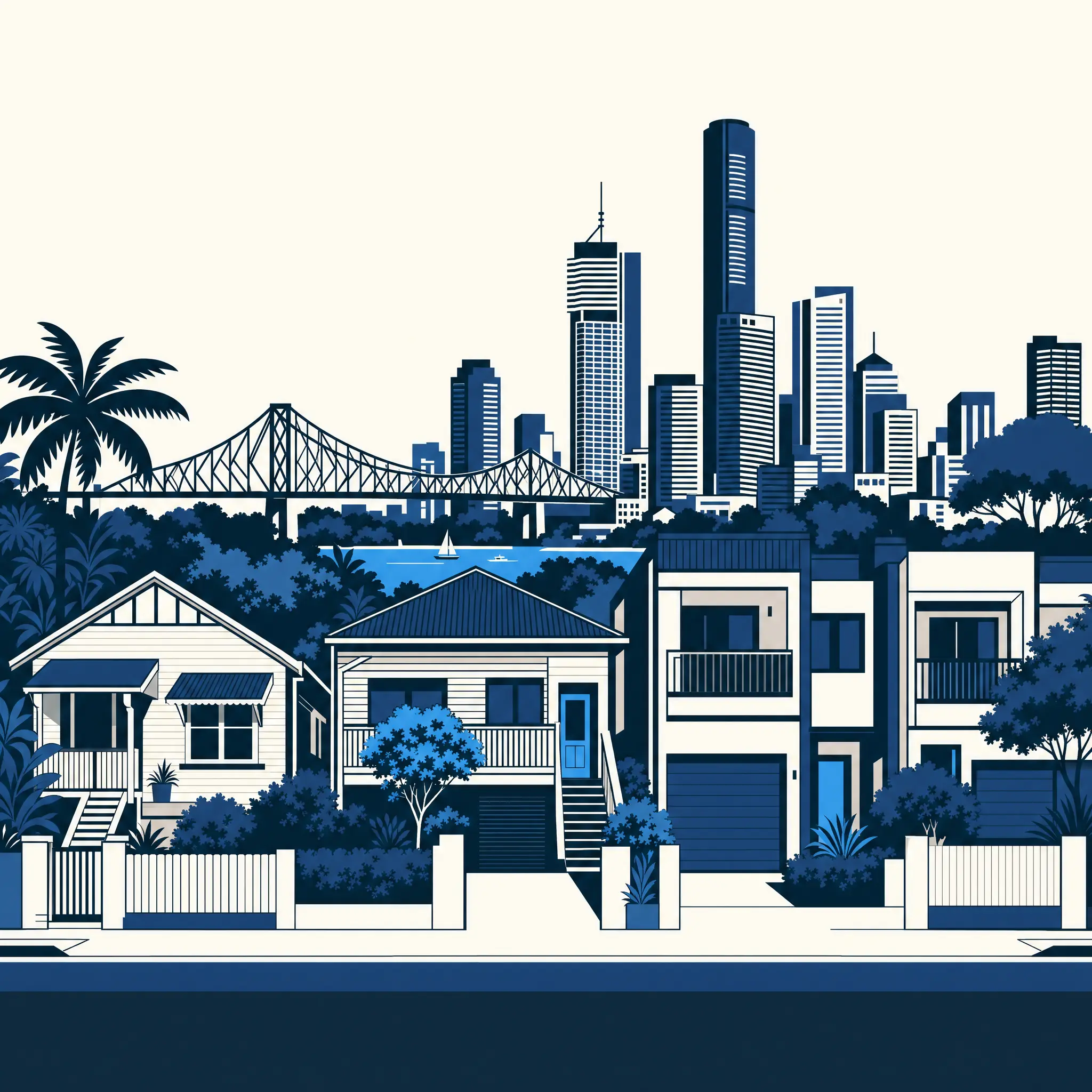 illustration of suburban first homes in Queensland