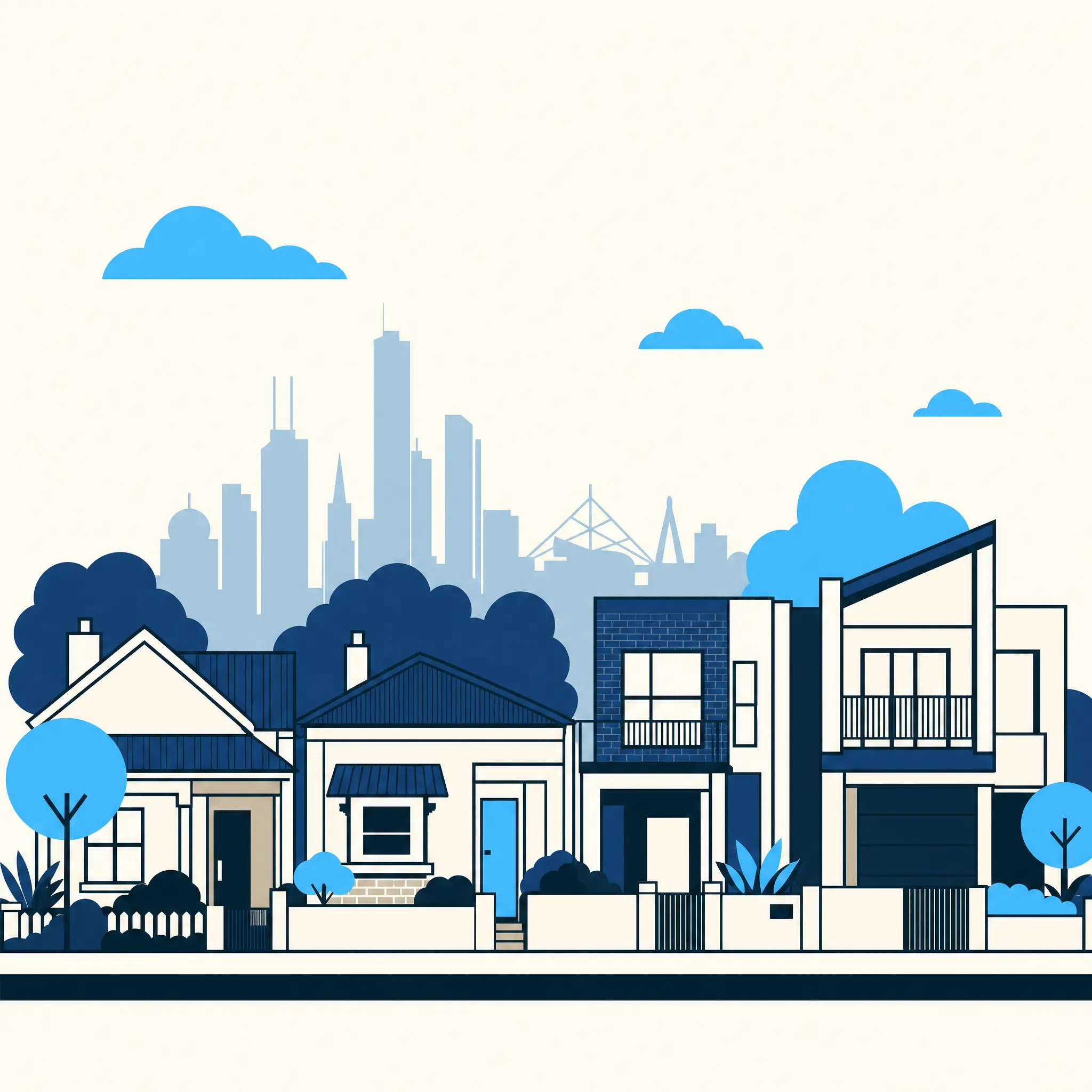 illustration of suburban first homes in Melbourne