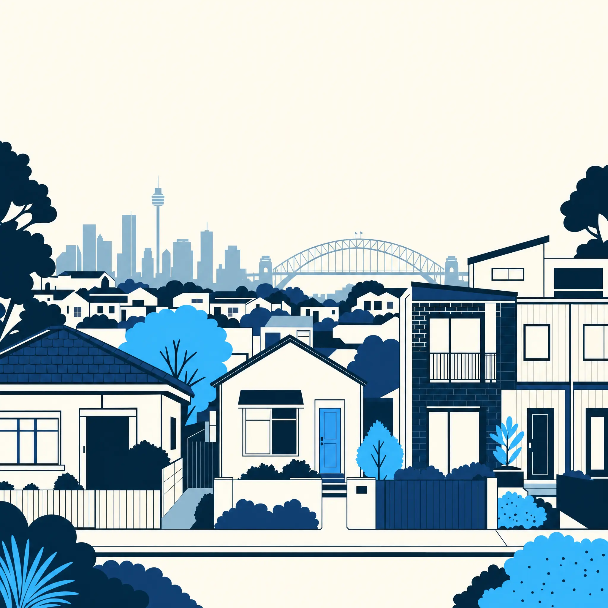 illustration of suburban first homes in Sydney